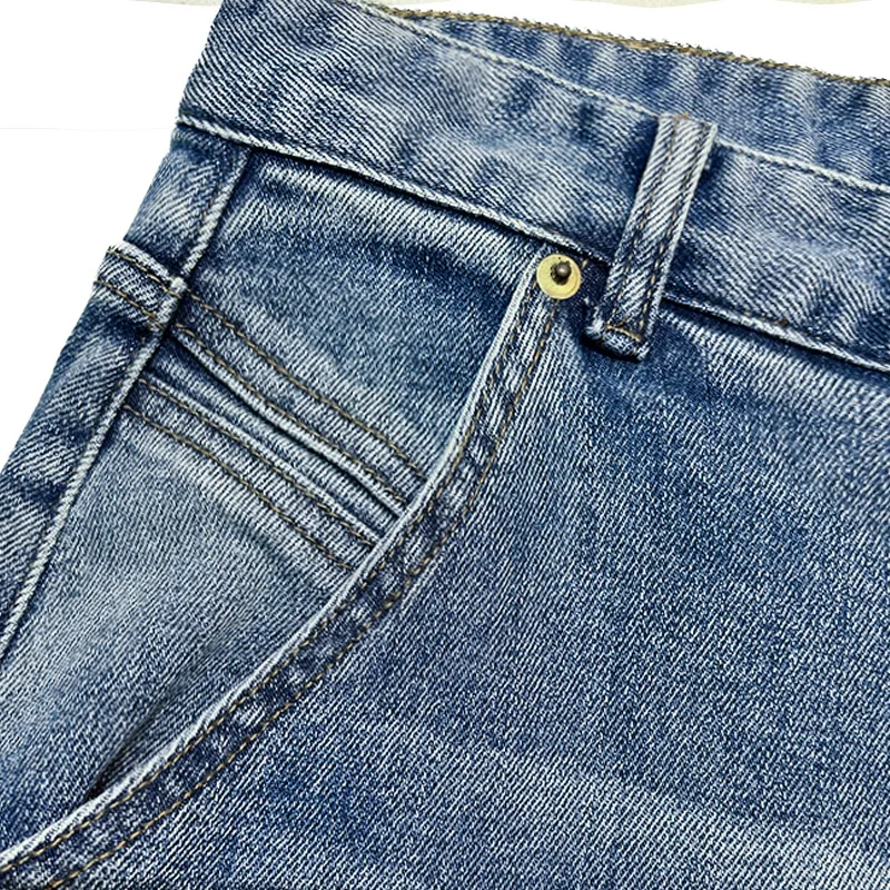 Fabricante Chinês Personalizado Calças Jeans Cargo Masculinas Azuis Largas com Grandes Bolsos Laterais Calças Longas