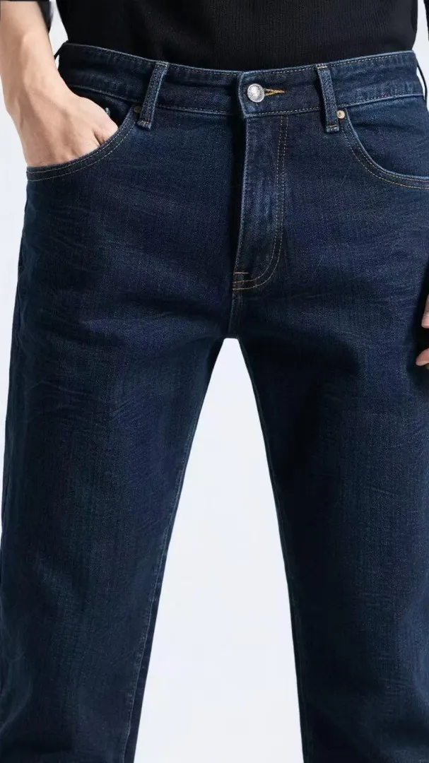 Calças Jeans Masculinas por Atacado em Denim Macio Lavagem Média Calças de Perna Reta Casuais Desempenho Calças Jeans OEM