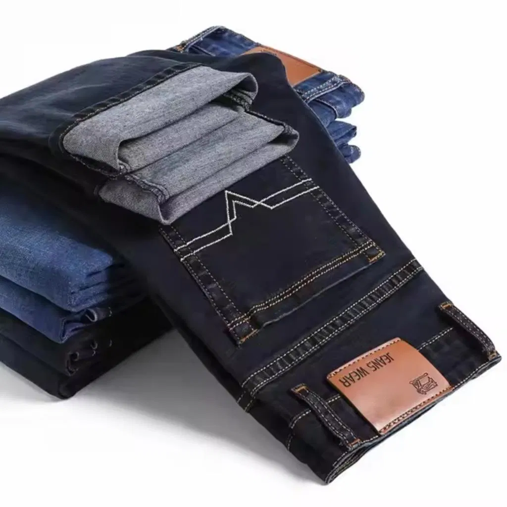 Calças Jeans Slim-Fit Estilosas para Homens, Calças Cargo Masculinas Populares e Elásticas
