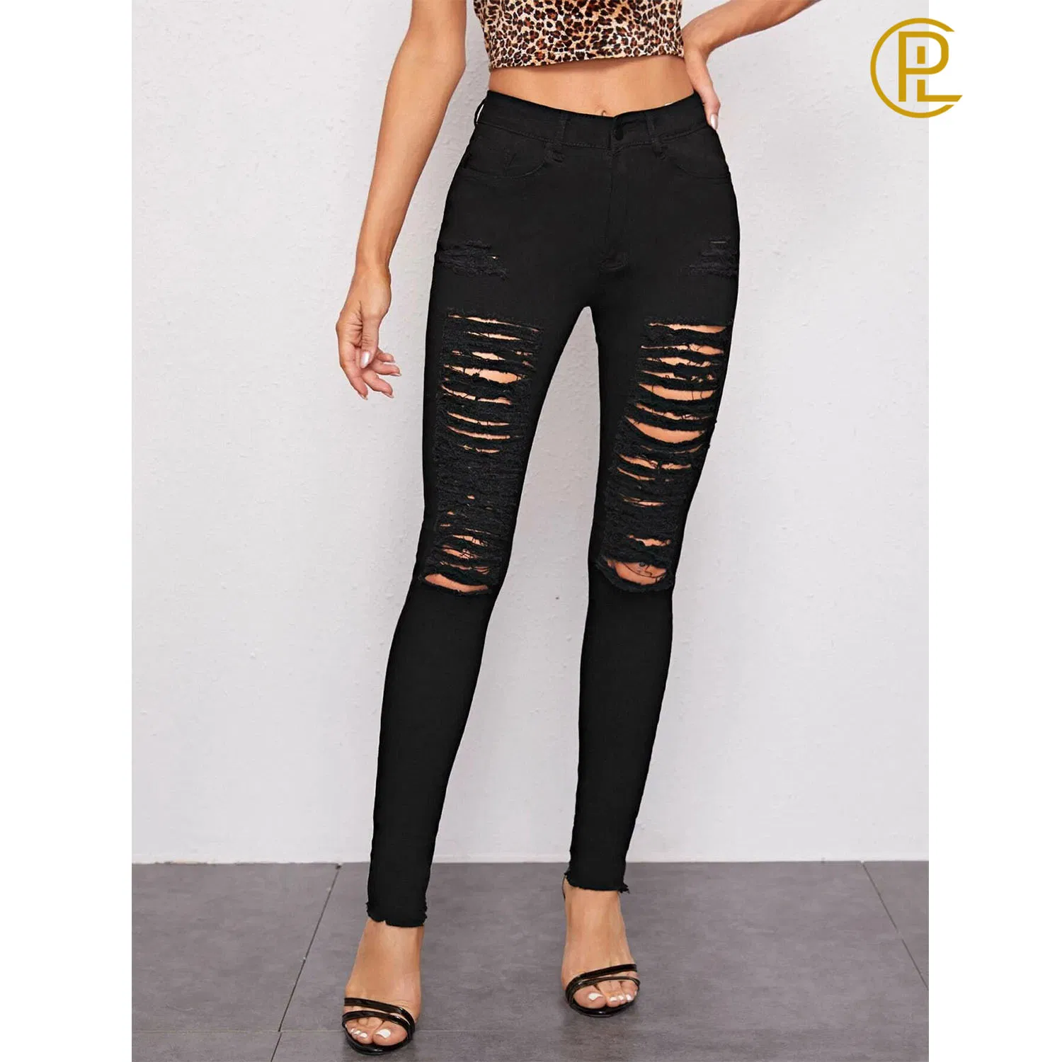 2020 Novo Design Vendas Quentes Calças Skinny Slim com Furos