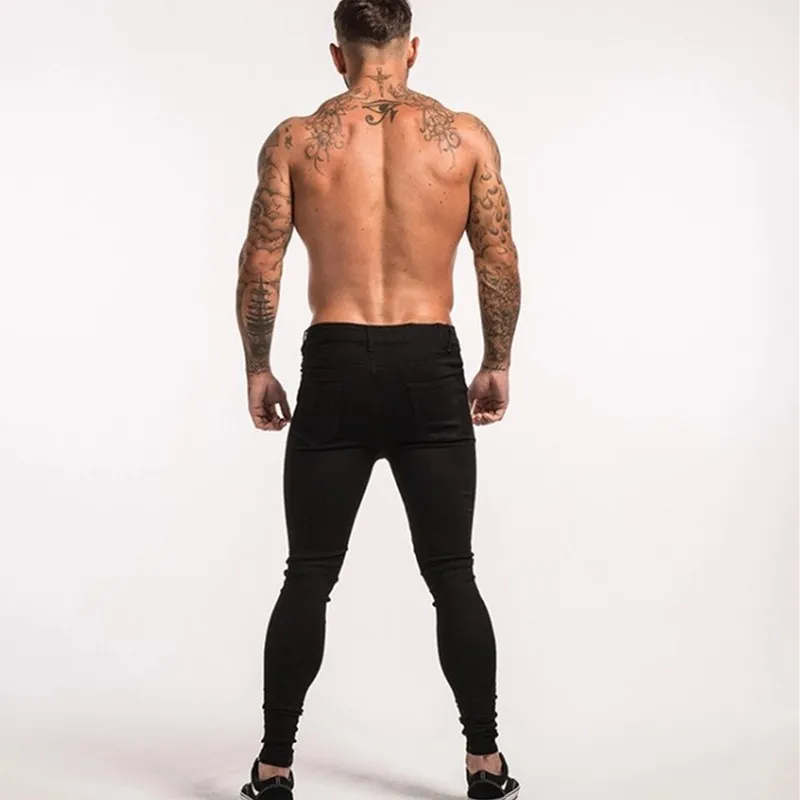 Calças Slim Fit para Homens, Calças Rasgadas para Homens, Jeans Skinny Desgastados, Jeans Stretch