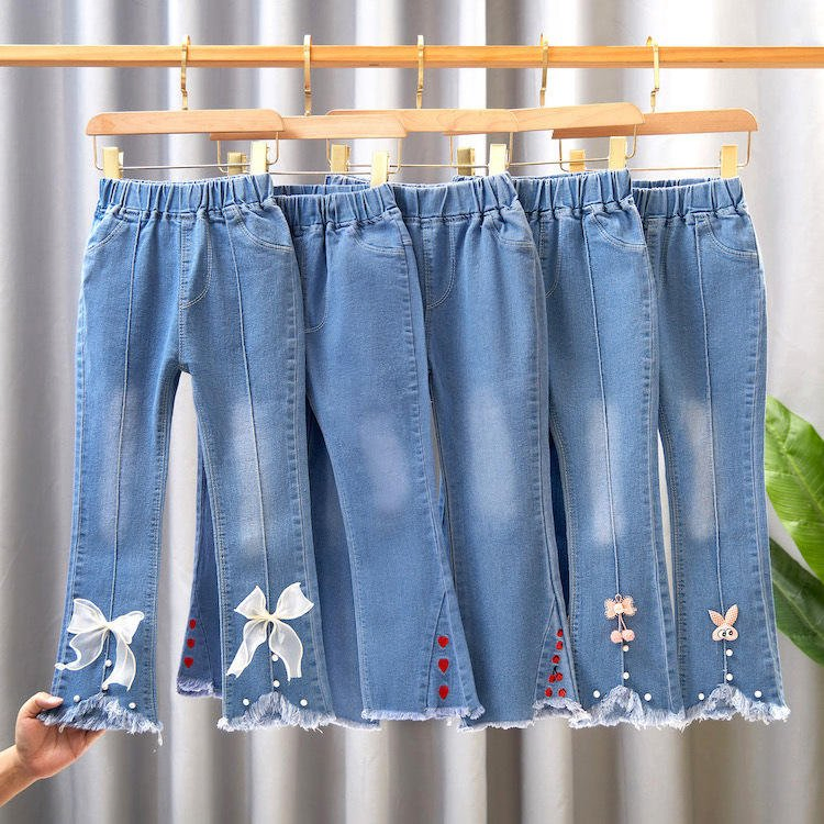 Calças de Jeans Flare de Moda para Meninas por Atacado &amp; Calças para Crianças, Jeans para Crianças para Primavera, Verão e Outono
