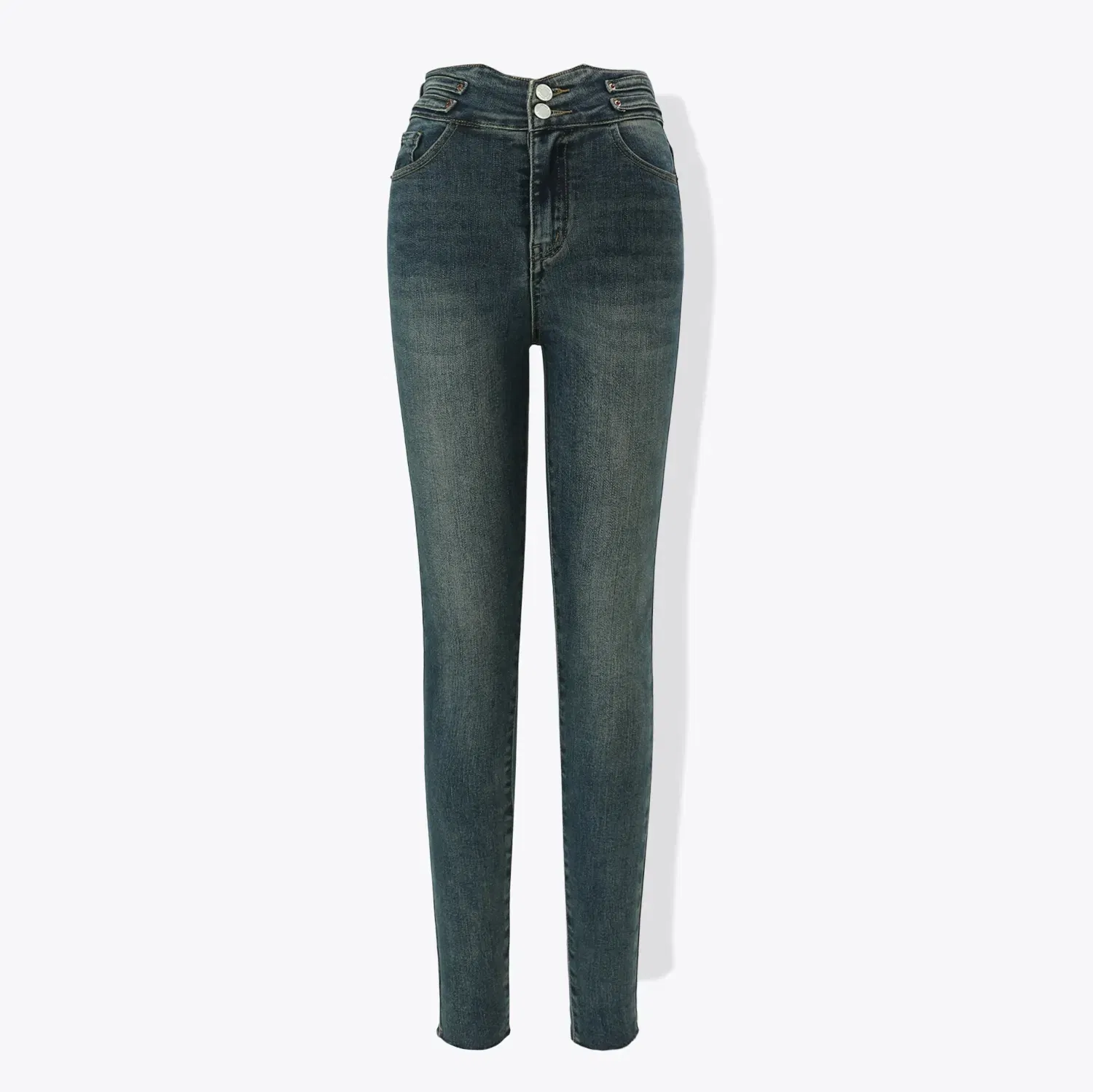 Calças Jeans Femininas Azuis de Cintura Alta Casuais Respiráveis com Franjas Largas