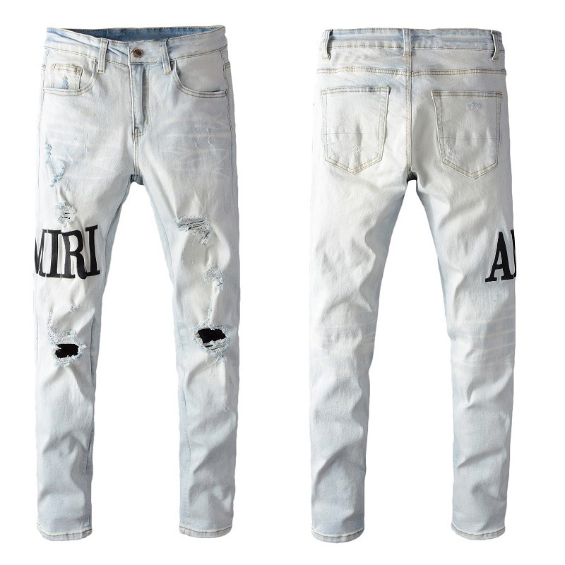Calças Jeans Slim Elásticas de Couro com Bordado da Marca Trendy Am High Street, Calças Vintage Lavadas, Estilo Hip Hop