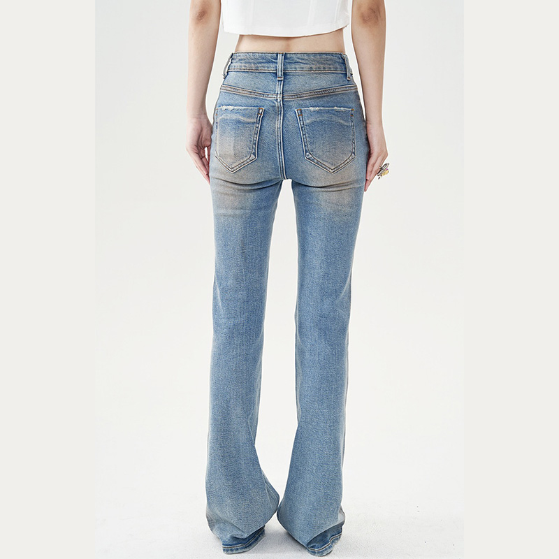 Novo para Leggings de Denim Femininas de Cintura Alta Skinny Estilo Casual Reto Respirável