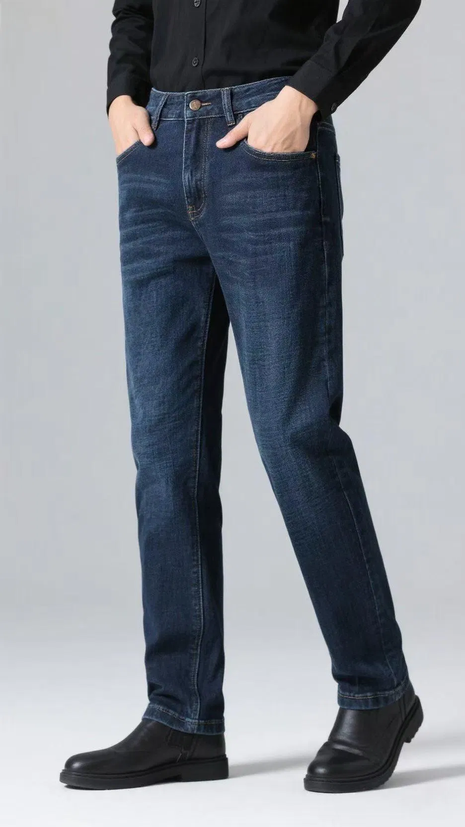 Calças Jeans Masculinas por Atacado em Denim Macio Lavagem Média Calças de Perna Reta Casuais Desempenho Calças Jeans OEM