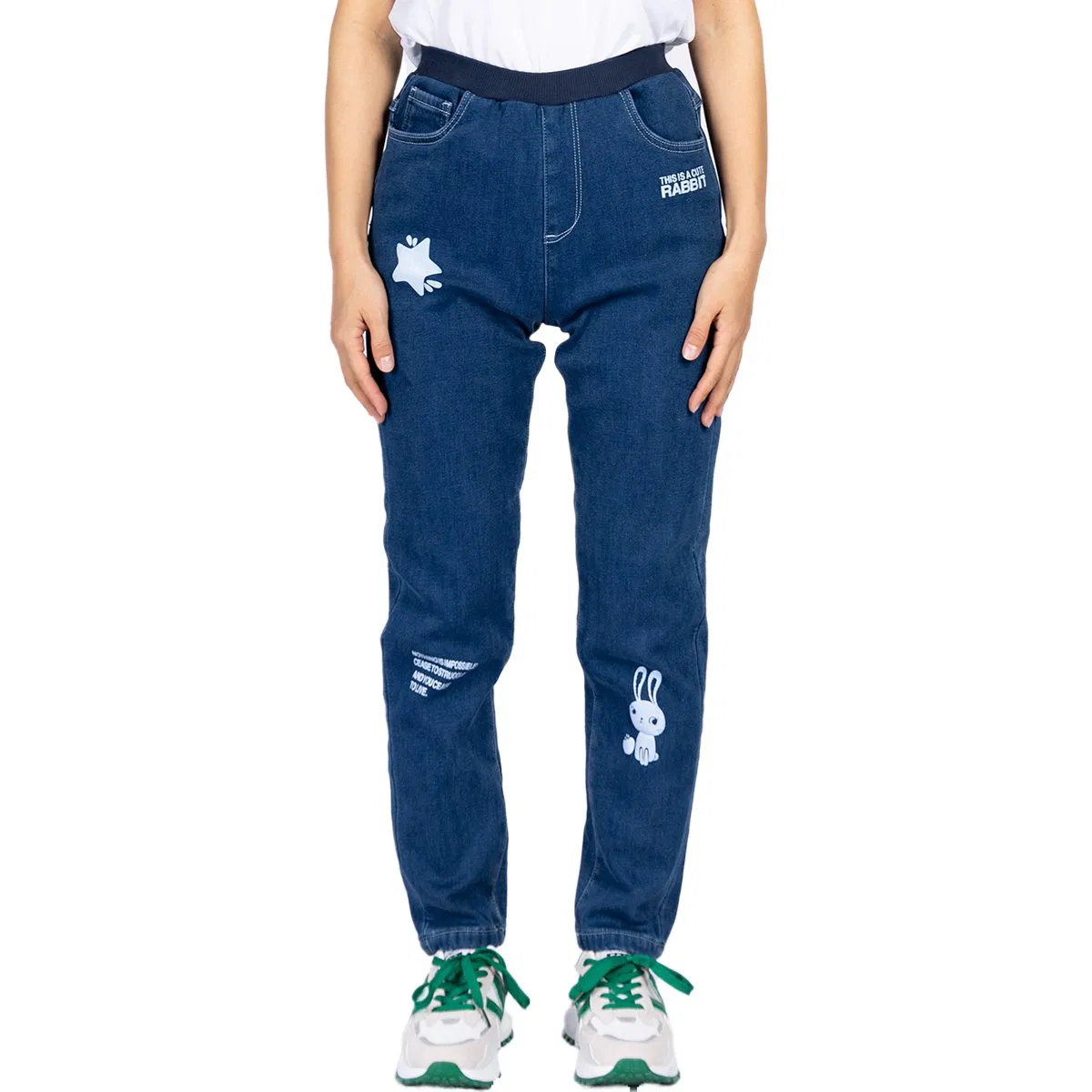 Calças de Denim para Meninos com Cintura Elástica Personalizada em Algodão Stretch