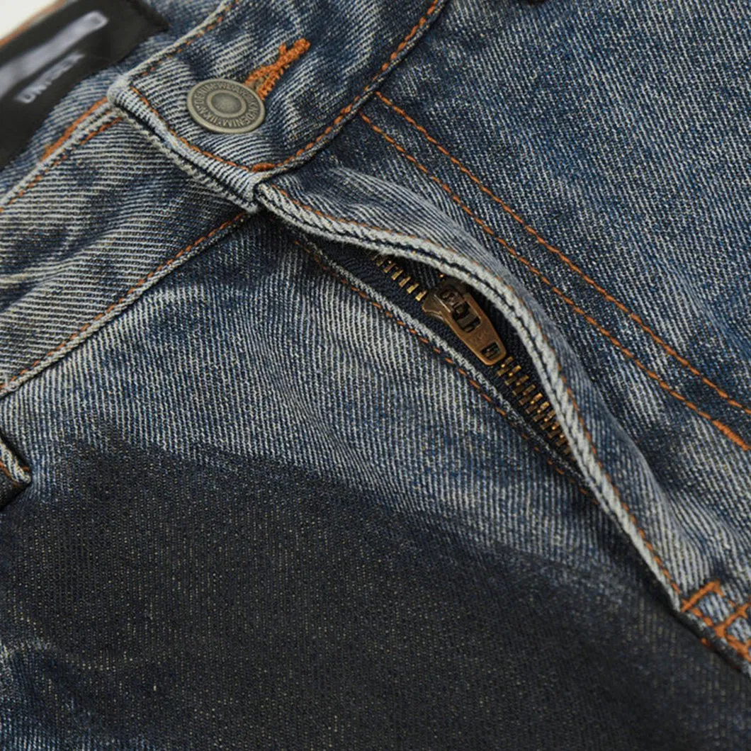 Calças de Jeans Largas de Cintura Alta com Acabamento Vintage Esfregado, Estilo Streetwear Moderno, Calças Masculinas Largas