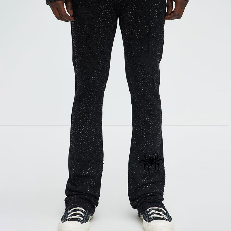 Calças Jeans Masculinas Personalizadas Baixo MOQ Azul Lavado Slim Fit Todas as Calças Ruby Stone
