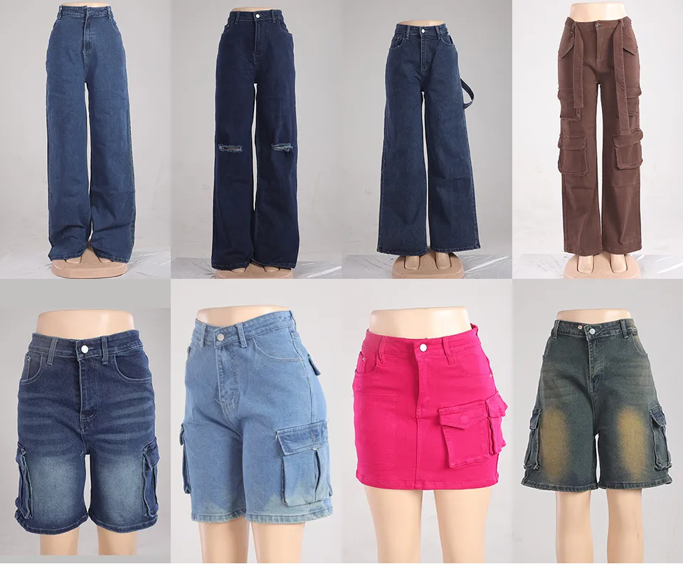 Calças Jeans Femininas de Cintura Alta, Largas e com Corte Reto e Solto