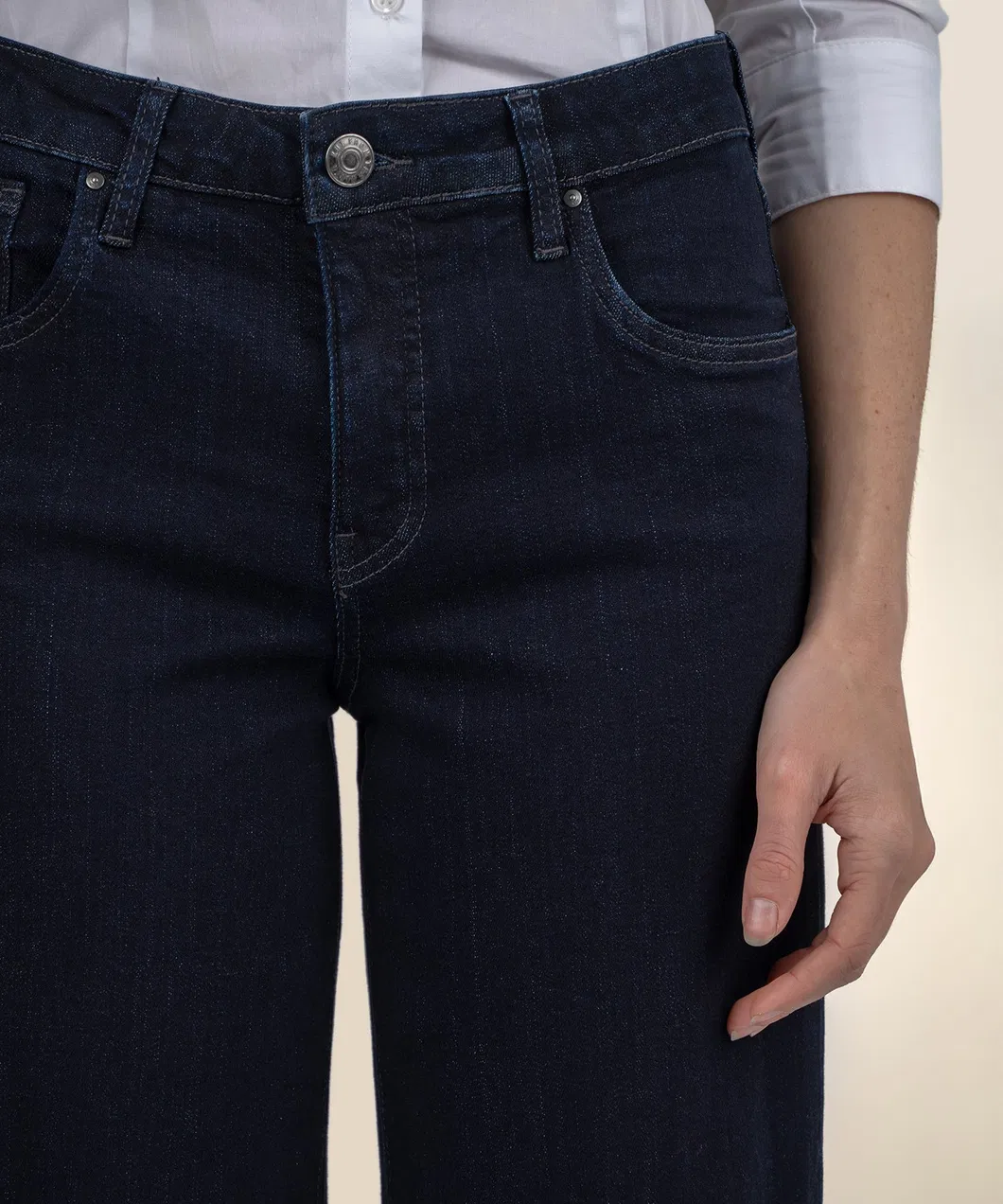 Calças femininas retas de denim de alta cintura personalizadas premium da China
