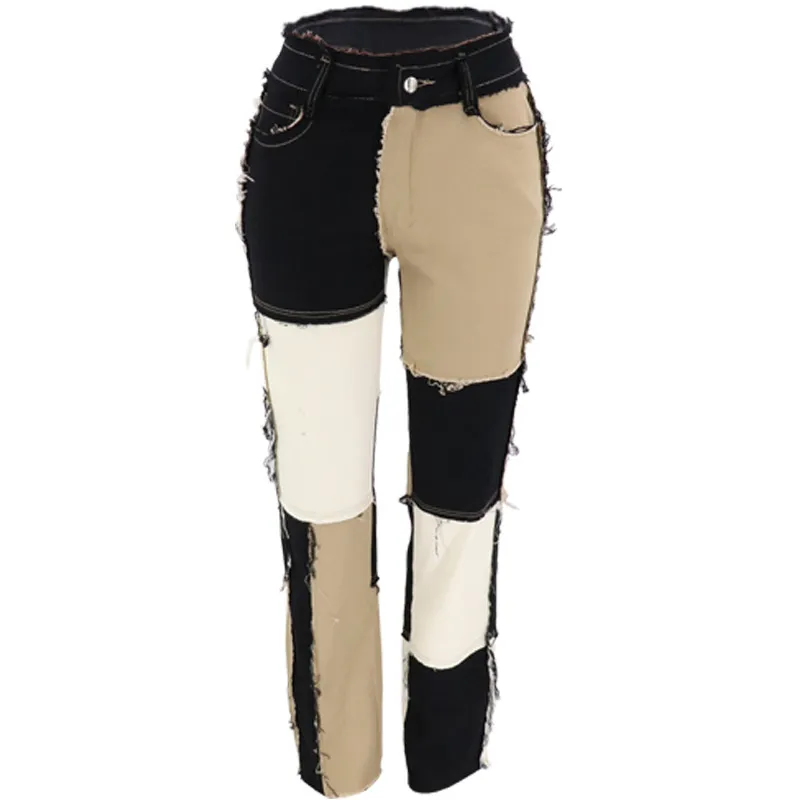 Calças Flare Jeans Skinny para Meninas Calças de Denim Rasgadas Calças Vintage