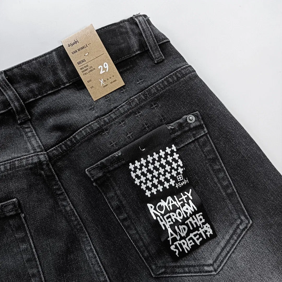 Jeans de denim vintage lavados inspirados na Ksubii em atacado premium