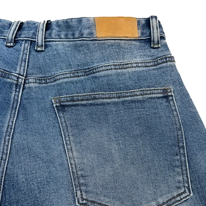 Fabricante Chinês Personalizado Calças Jeans Cargo Masculinas Azuis Largas com Grandes Bolsos Laterais Calças Longas