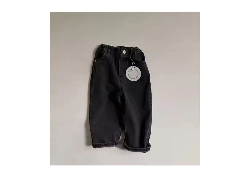 Calças Jeans Casuais para Meninas com Cintura Elástica e Corte Solto