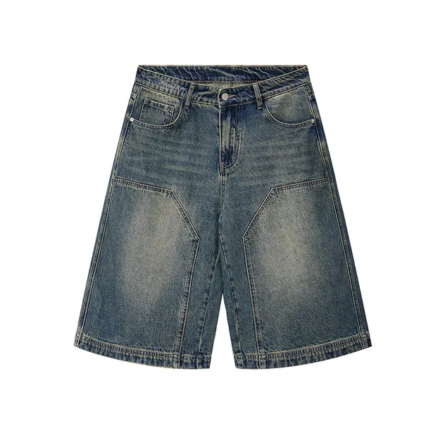 Moda de Tendência Hip Hop Urbana Premium Soft Gradiente Calça Larga Rasgada Jeans de Cintura Alta