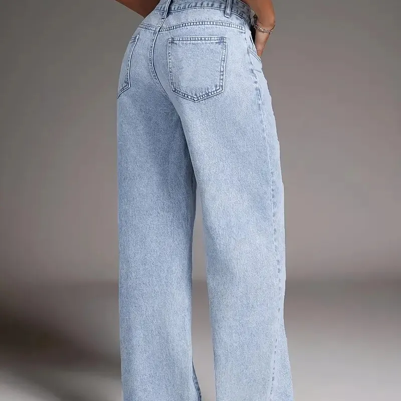 Jeans flare femininos personalizados de alta qualidade com bordado, confortáveis e de denim respirável