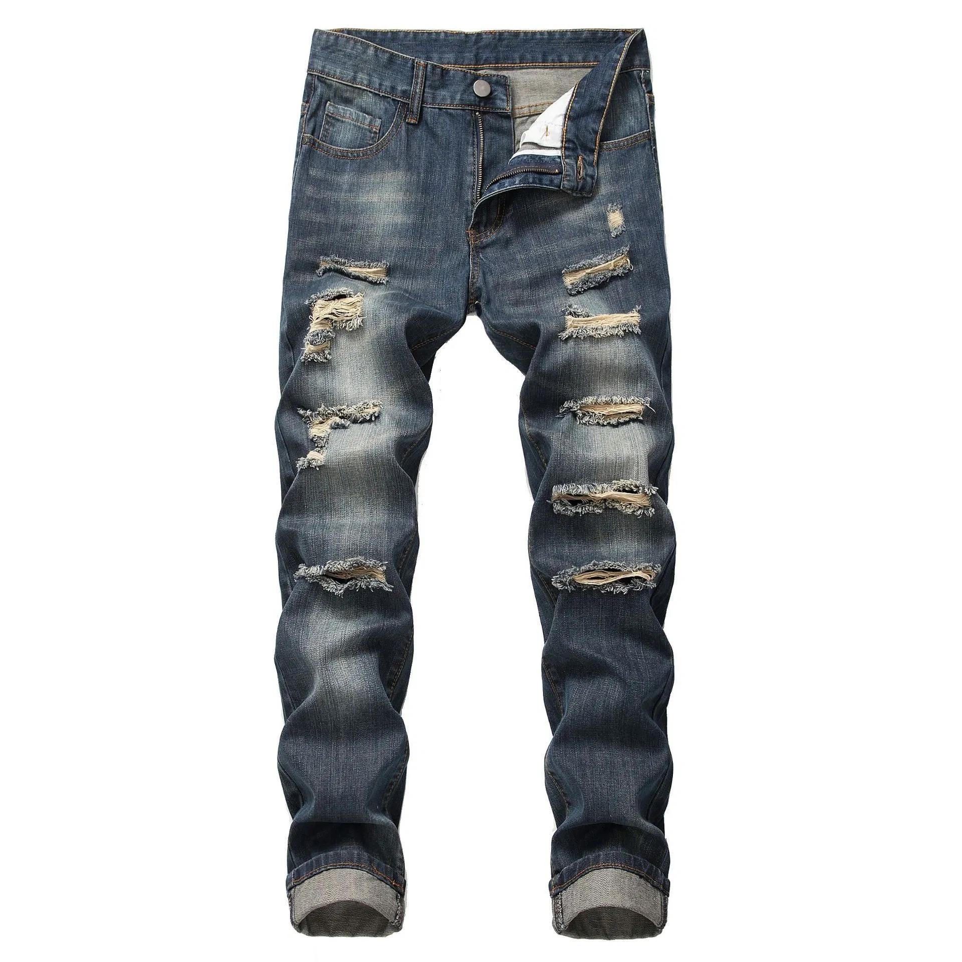 Calças de Jeans Masculinas Brancas de Cintura Alta Rápido Secagem Premium