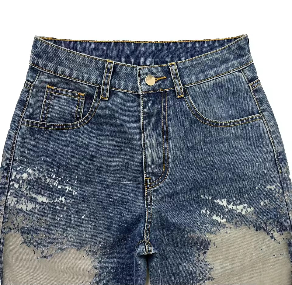 Novo Design de Jeans Femininos com Patches Woven - Estilo Jeans Esgotado e Usado