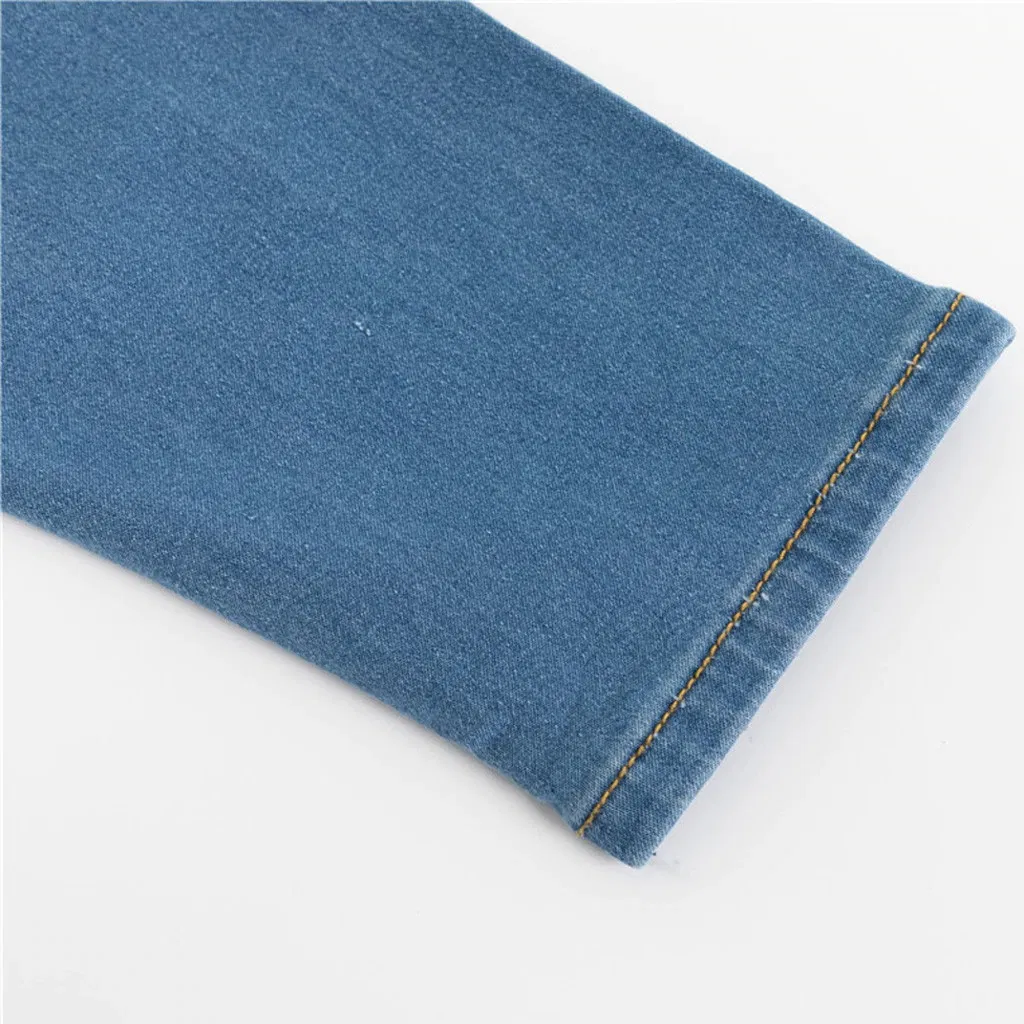 Calças femininas de cintura alta skinny de denim personalizadas de alta qualidade