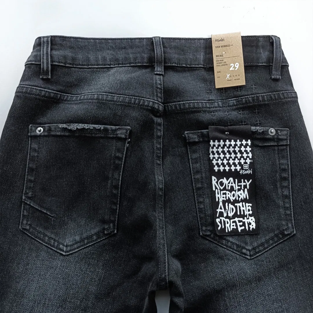 Fabricante de Jeans Slim Fit Vintage Lavado Inspirado na Ksubii