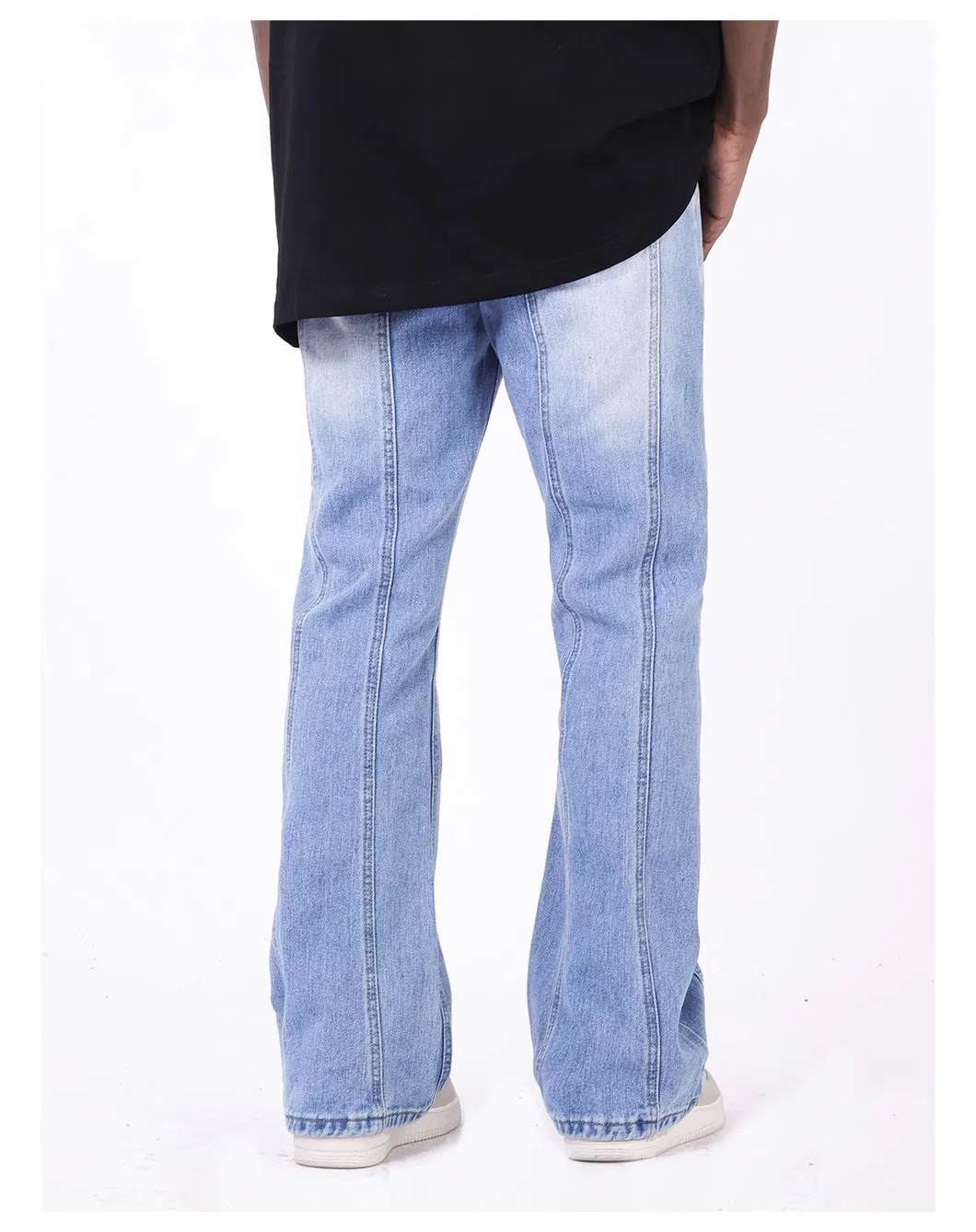 Calças Jeans Azul Denim Relaxadas Slimmest Micro Flare para Homens Mais Vendidas