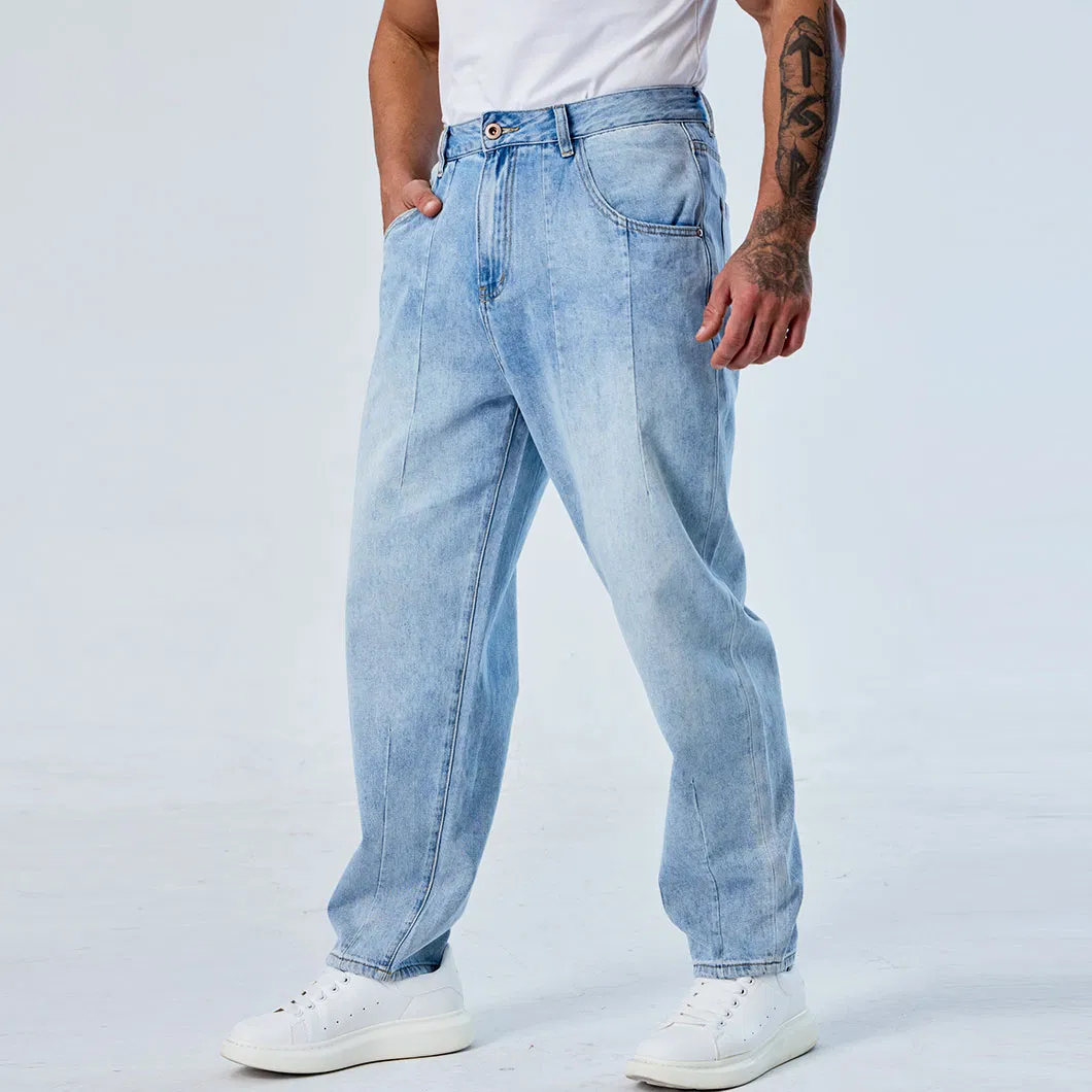 Calças baggy plissadas azul brilhante personalizadas para homens