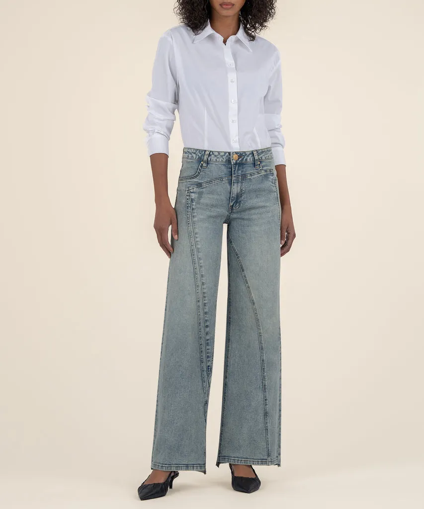 Calças de Denim Cropped com Acabamento Desgastado Vintage para Mulheres, Calças Largas de Ajuste Solto, Jeans Baggy Femininos de Moda Oversized