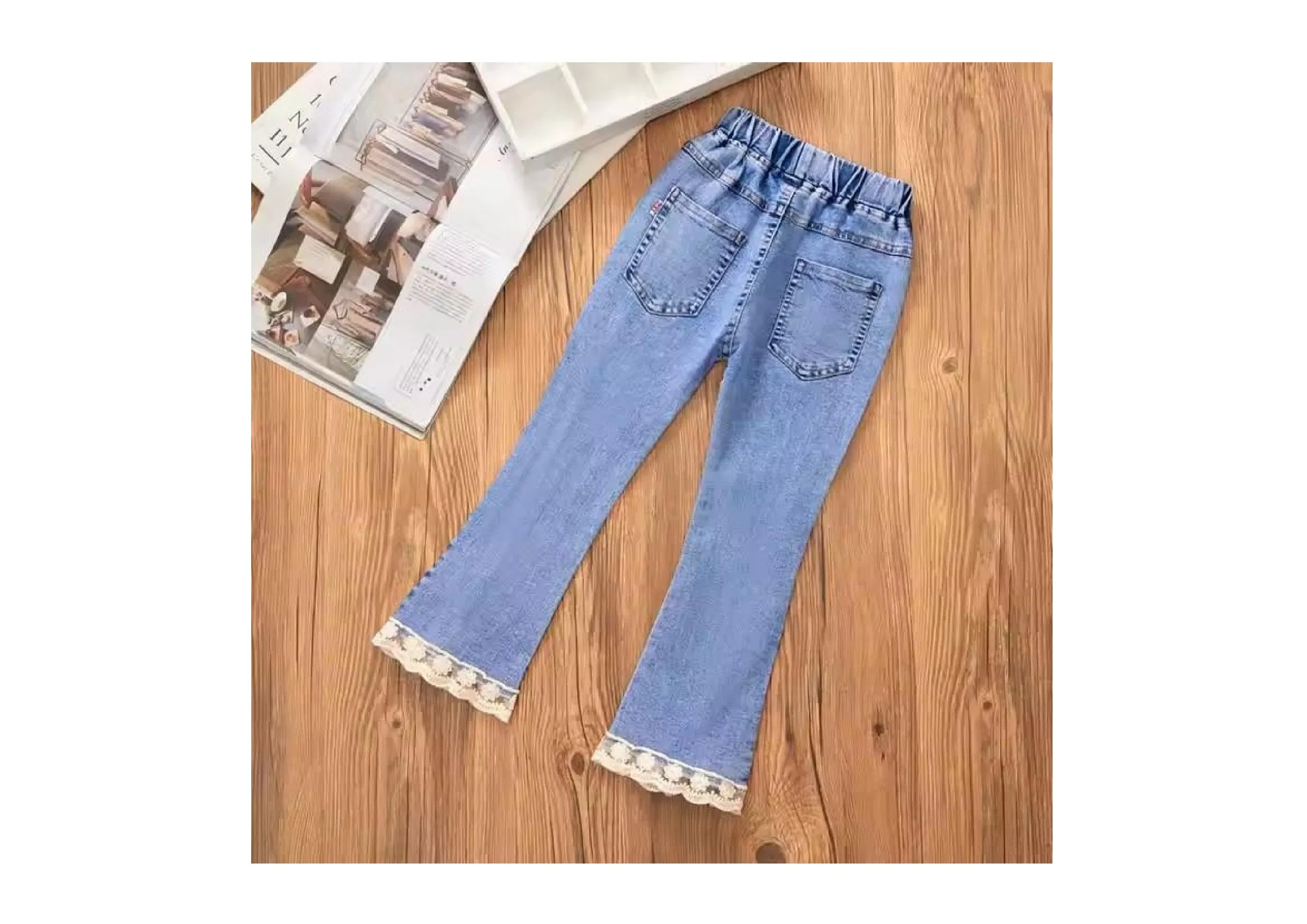 Calças de Jeans Casuais de Alta Qualidade para Meninas - Calças de Denim com Renda Largadas para Crianças