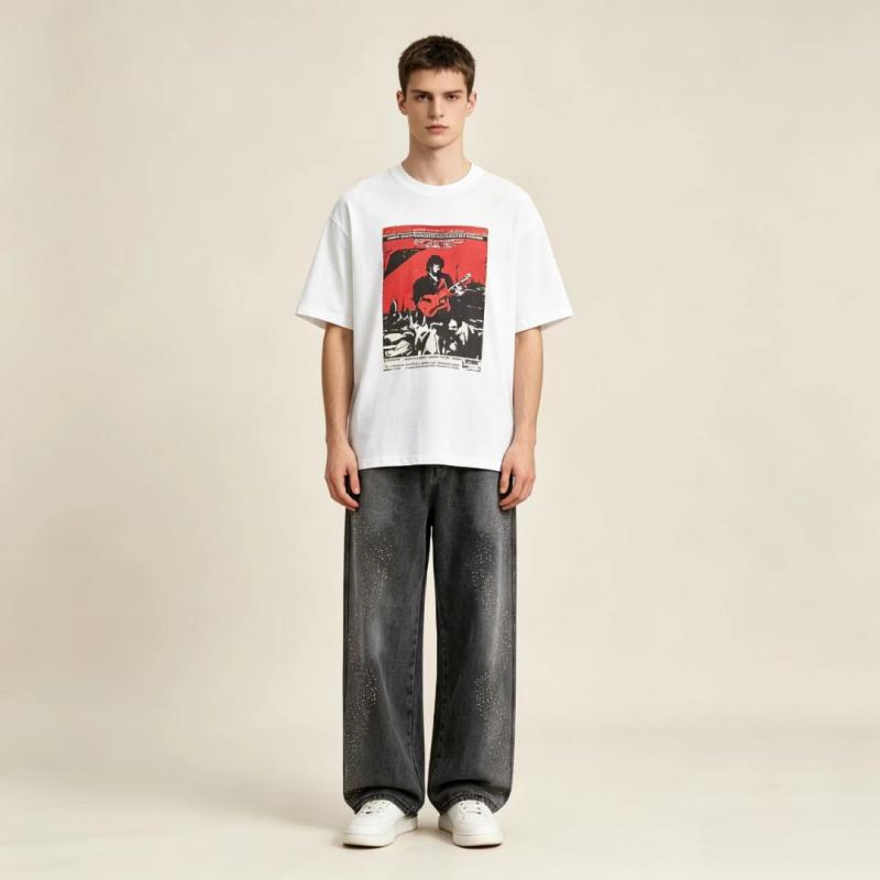 Calças Jeans Masculinas Largas e Soltas Y2K Estilo Retrô com Design de Perna Larga