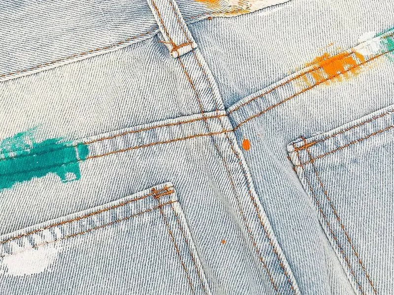 Calças de Tecido Splash-Ink de Hip Hop Retro Americana para Homens, Soltas, Retas e Micro Flare