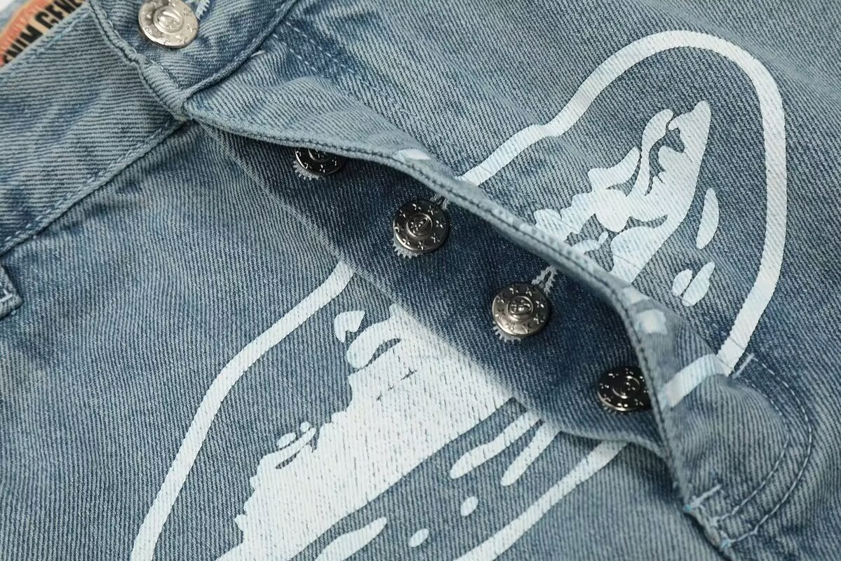 Calças de Jeans Azul de Corteiz para Homens, Ajuste Relaxado, Casuais, do Dia a Dia, Roupas de Rua