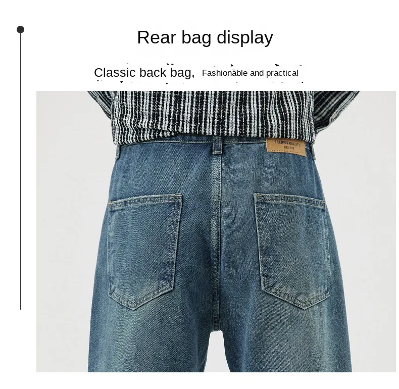 Calças largas de cintura alta estilo americano, jeans retro levemente flare para homens, calças de denim em branco para casais