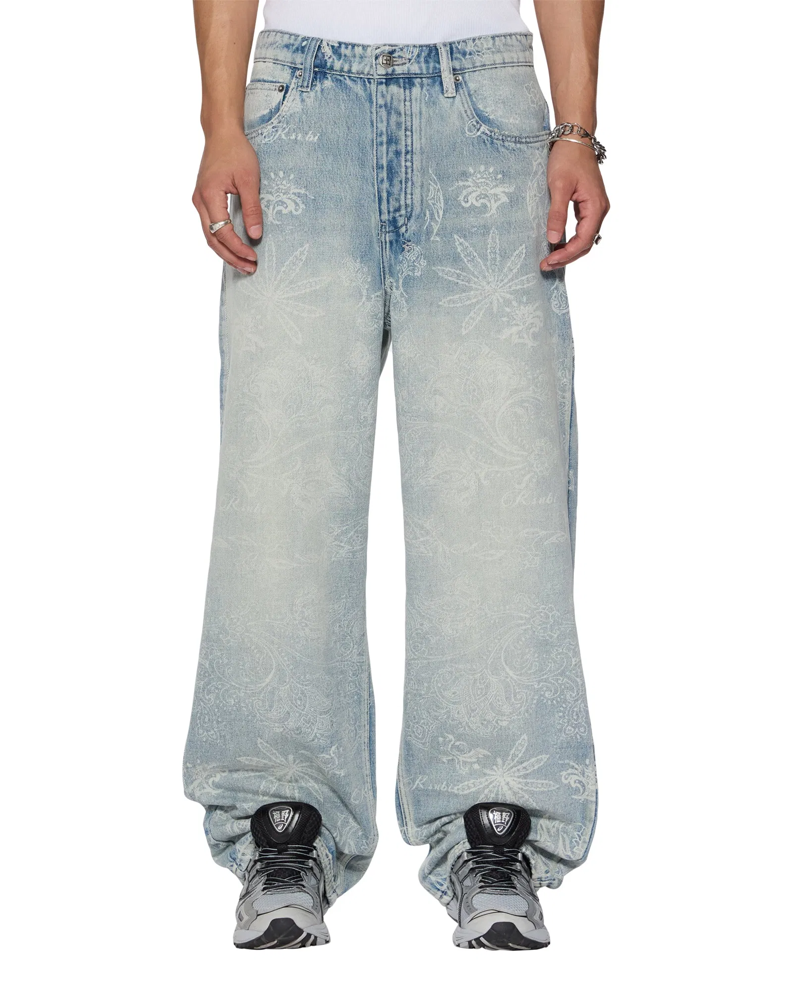 Fábrica de Roupas Jeans Lavados Personalizados para Homens Estilo Streetwear com Impressão em Todo o Corpo