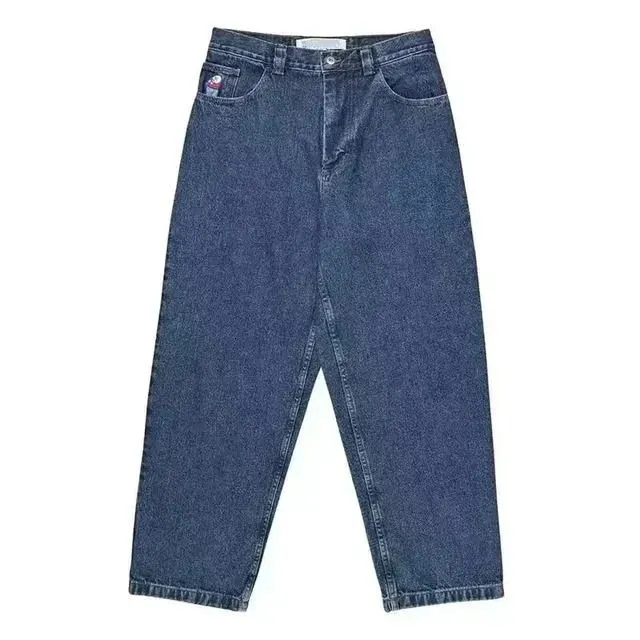 Calças Baggy Azuis Retrô para Homens e Mulheres