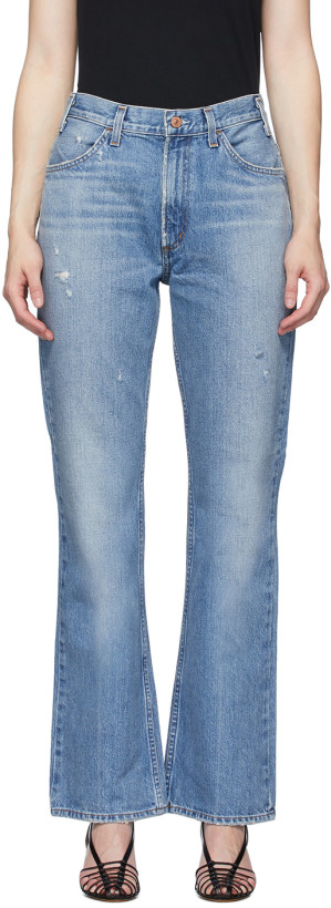 Novo Design Calças Jeans Femininas de Cintura Alta com Azul Claro