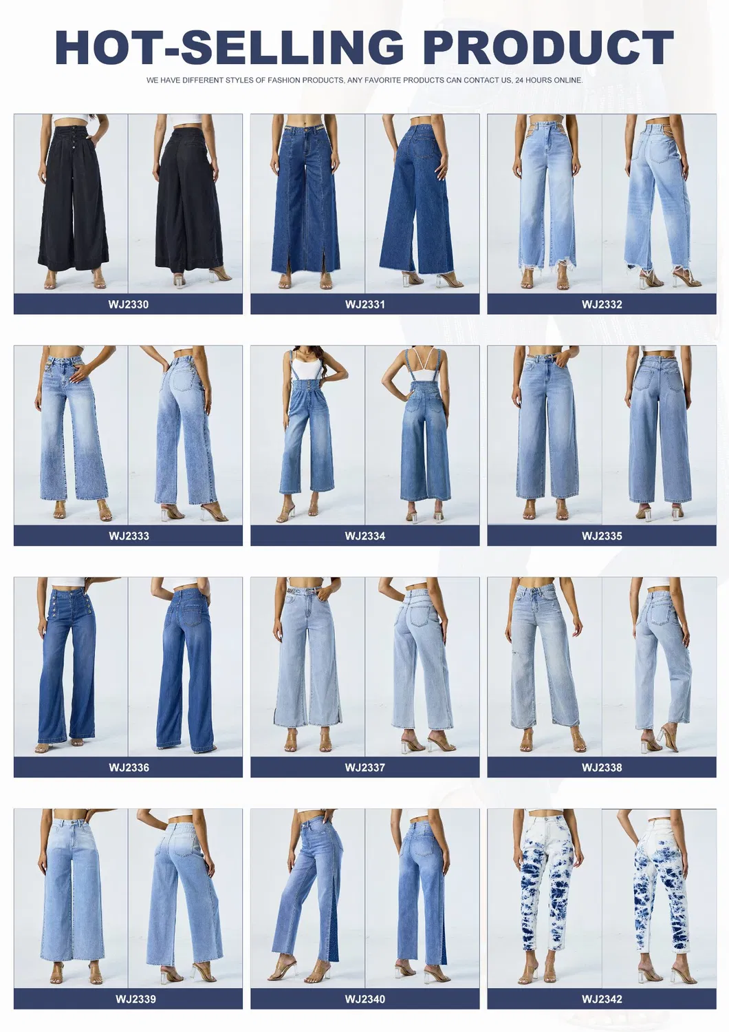 Calças de Denim Largas Personalizadas para Mulheres, Jeans Soltos da Moda