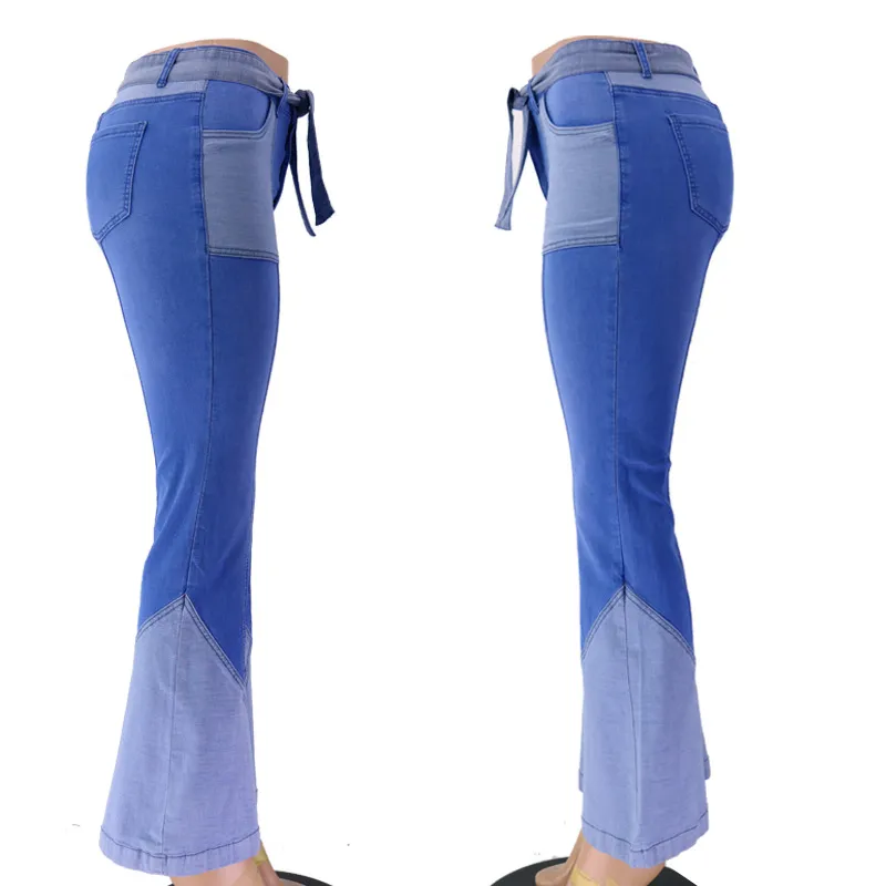 Calças jeans femininas de cintura alta, corte reto, ajuste solto, azul médio, estilo clássico, com recortes, nova coleção de outono e inverno, venda boa, alta qualidade