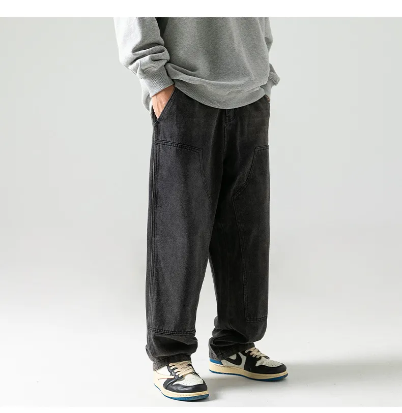 Calças Cargo Vintage Lavadas para Homens de Dois Joelhos Outono Inverno (CFQDKZ-007)