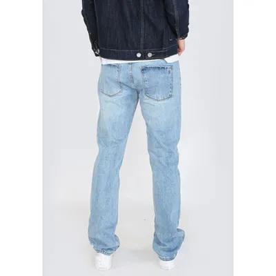 Calças Sustentáveis de Alta Qualidade para Homens, Corte Reto, Denim Preto, Etiqueta Desgastada, Lavagem Estilizada, Jeans de Alta Rua para Homens