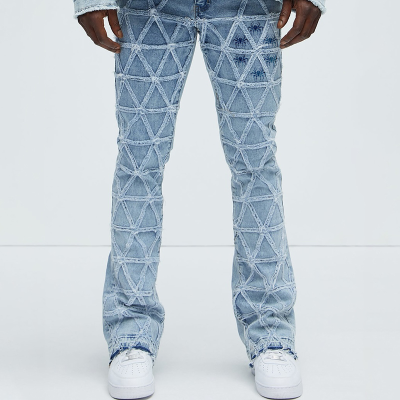 Calças Jeans Masculinas Personalizadas Baixo MOQ Azul Lavado Slim Fit Todas as Calças Ruby Stone