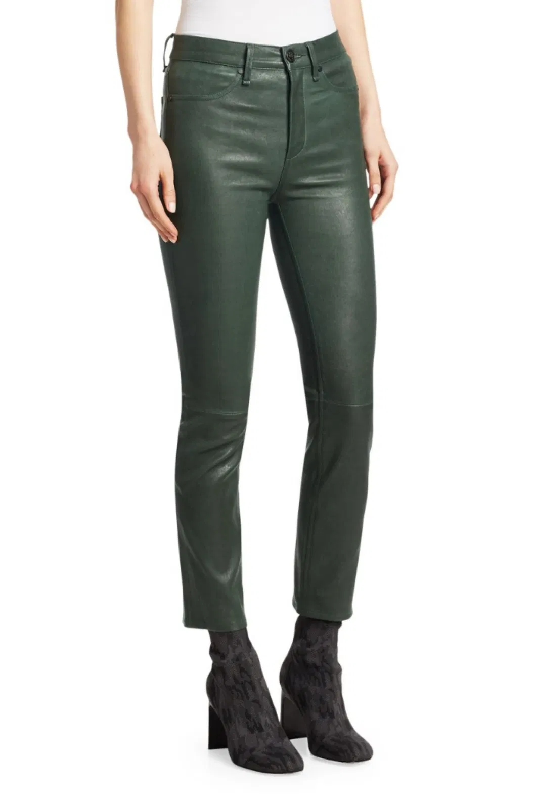 Calças de couro femininas personalizadas OEM de fábrica, moda, calças skinny pretas de PU