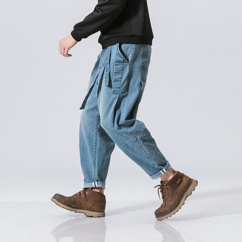 Novo Moda Retrô Calças Jeans Masculinas Largas Tamanho Plus