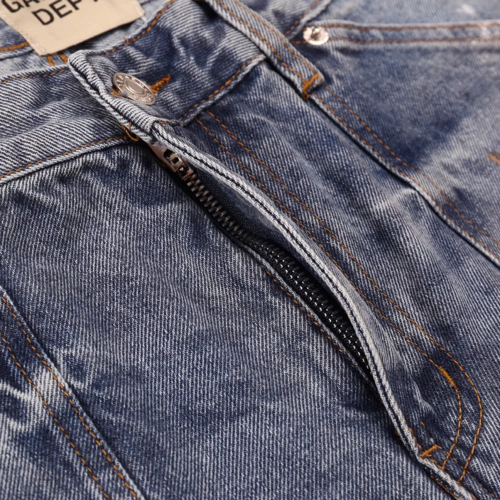 Calças de Denim com Lavagem Vintage Estilo Gallery Dept (Corte Reto em Lote)