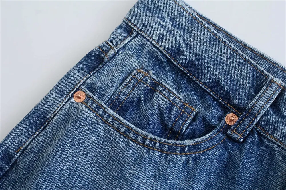 Personalize Calças de Denim Soltas para Mulheres da Nova Moda, Cintura Alta, Lavadas, Rasgadas em Algodão Y2K Jeans