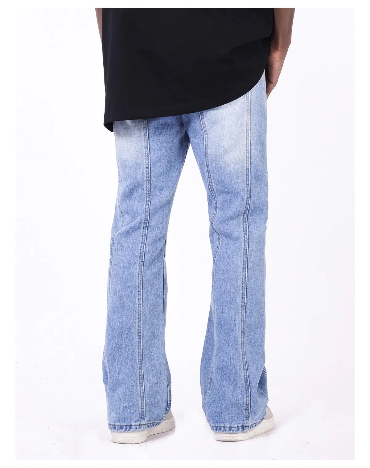 Calças Jeans Azul Denim Relaxadas Slimmest Micro Flare para Homens Mais Vendidas