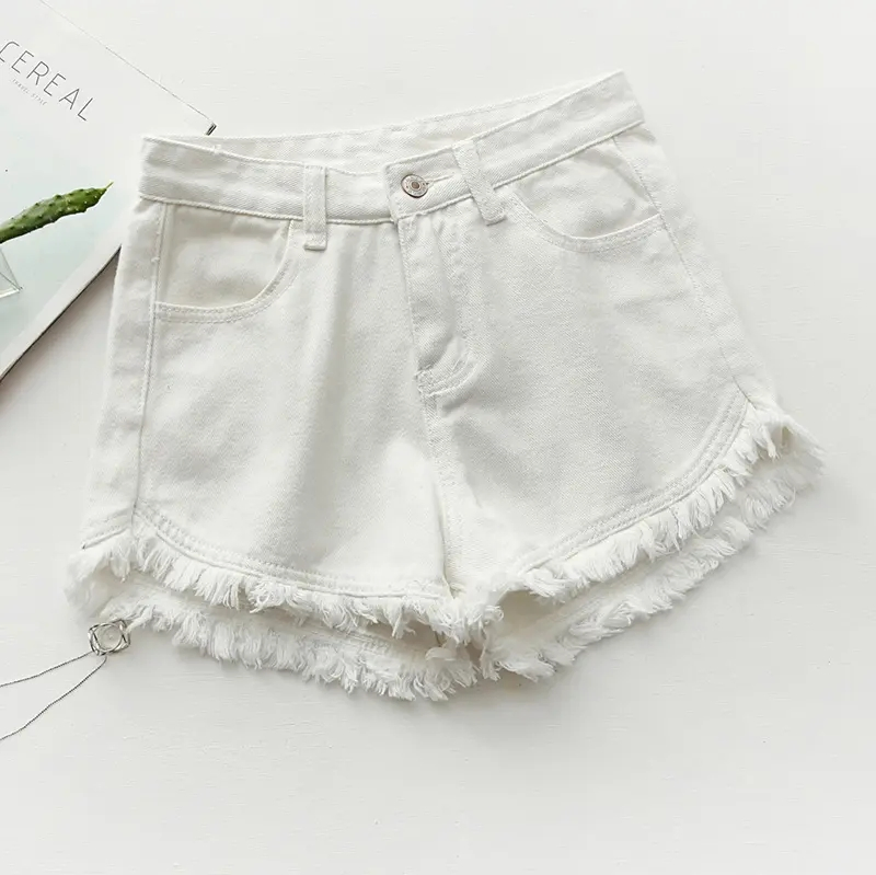 Calças Jeans Femininas de Verão de Cintura Alta com Strass, Largas e Desbotadas