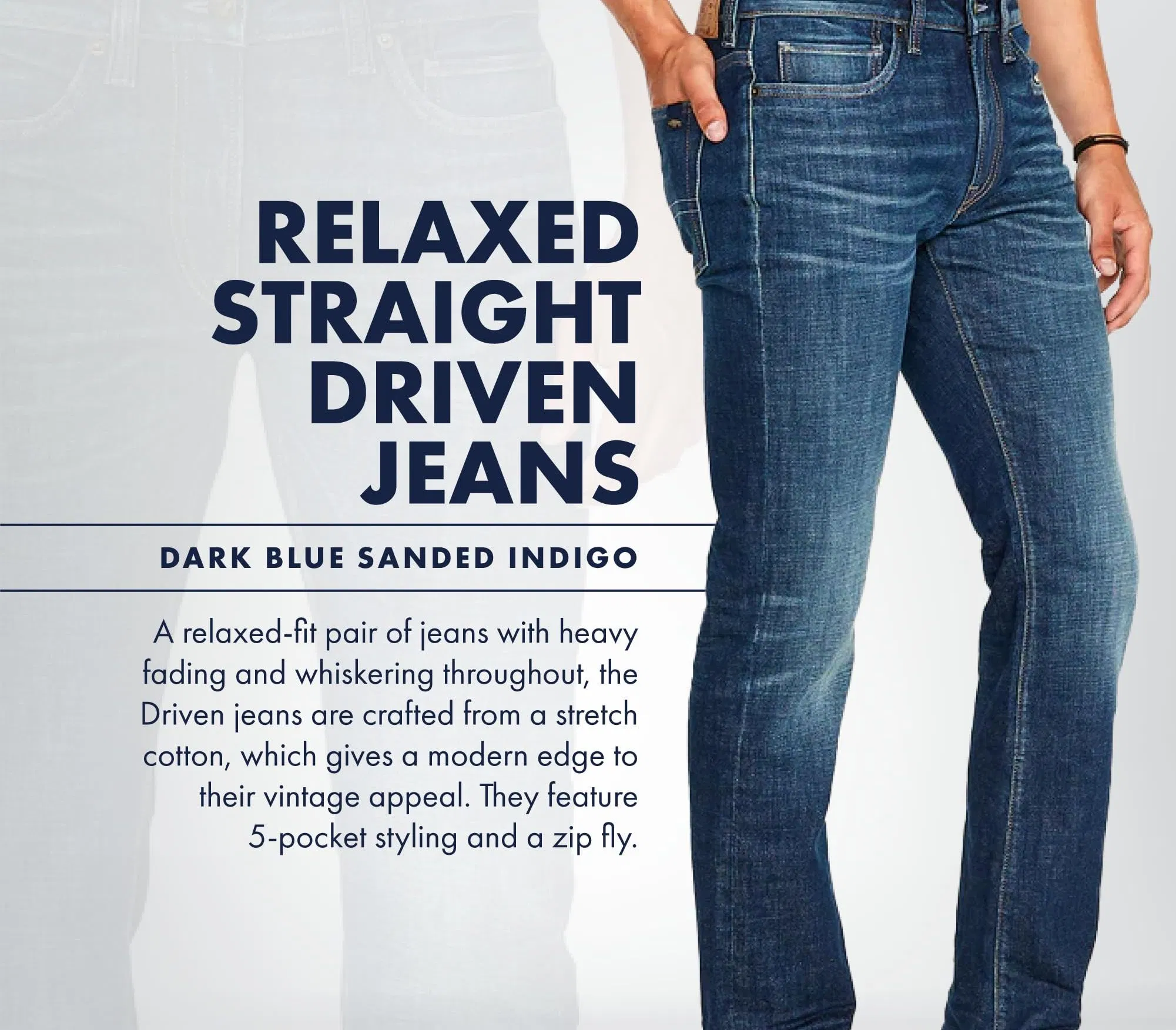 Calças Jeans Masculinas Reta Desgastadas de Algodão com Cintura Média, Ajuste Regular, Estilo Casual, Calças Jeans Slim Fit de Algodão com Stretch