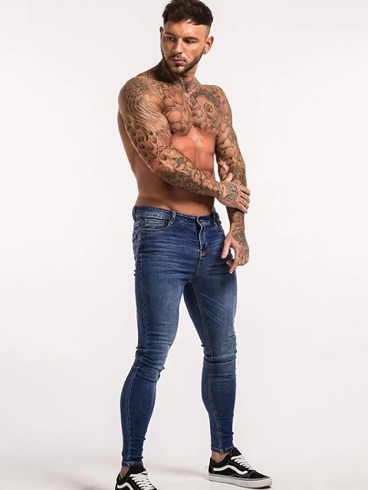 Calças Slim Fit para Homens, Calças Rasgadas para Homens, Jeans Skinny Desgastados, Jeans Stretch