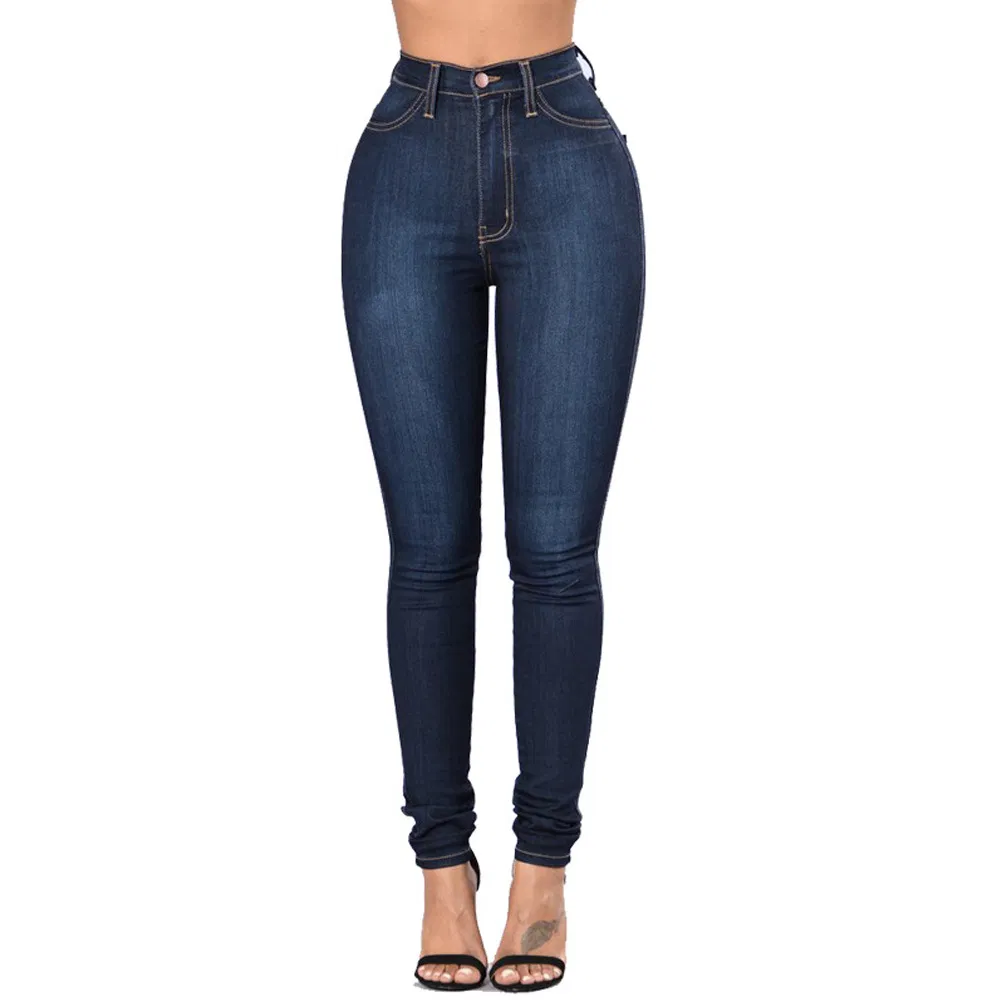 Calças Jeans Skinny Slim Fit de Cintura Alta para Meninas Moda Denim Calças Femininas